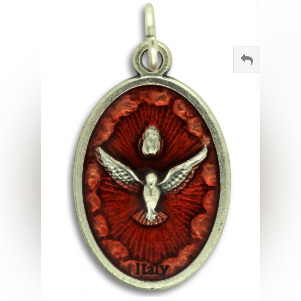 HOLY SPIRIT RED AND SILVER CHARM CATHOLIC